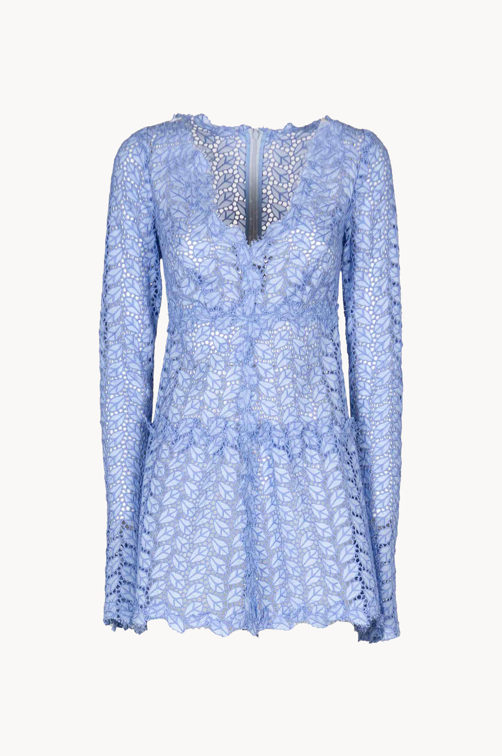 Eyelet Leaf-pattern Mini Dress