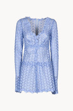 Eyelet Leaf-pattern Mini Dress