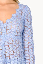 Eyelet Leaf-pattern Mini Dress