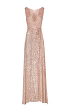 Vestito rosa con paillettes a portafoglio