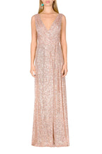 Vestito rosa con paillettes a portafoglio