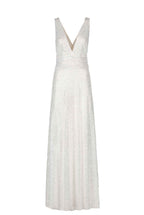 Vestito lungo con paillettes e scollo a V