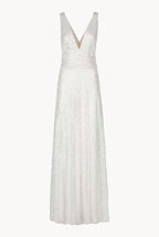 Vestito lungo con paillettes e scollo a V