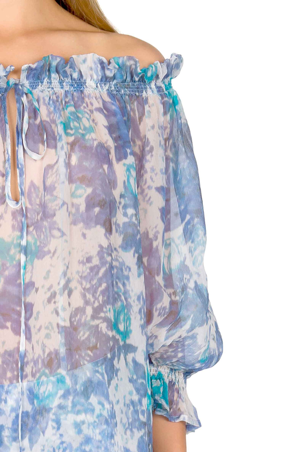 Capri Off-Shoulder Silk Blouse