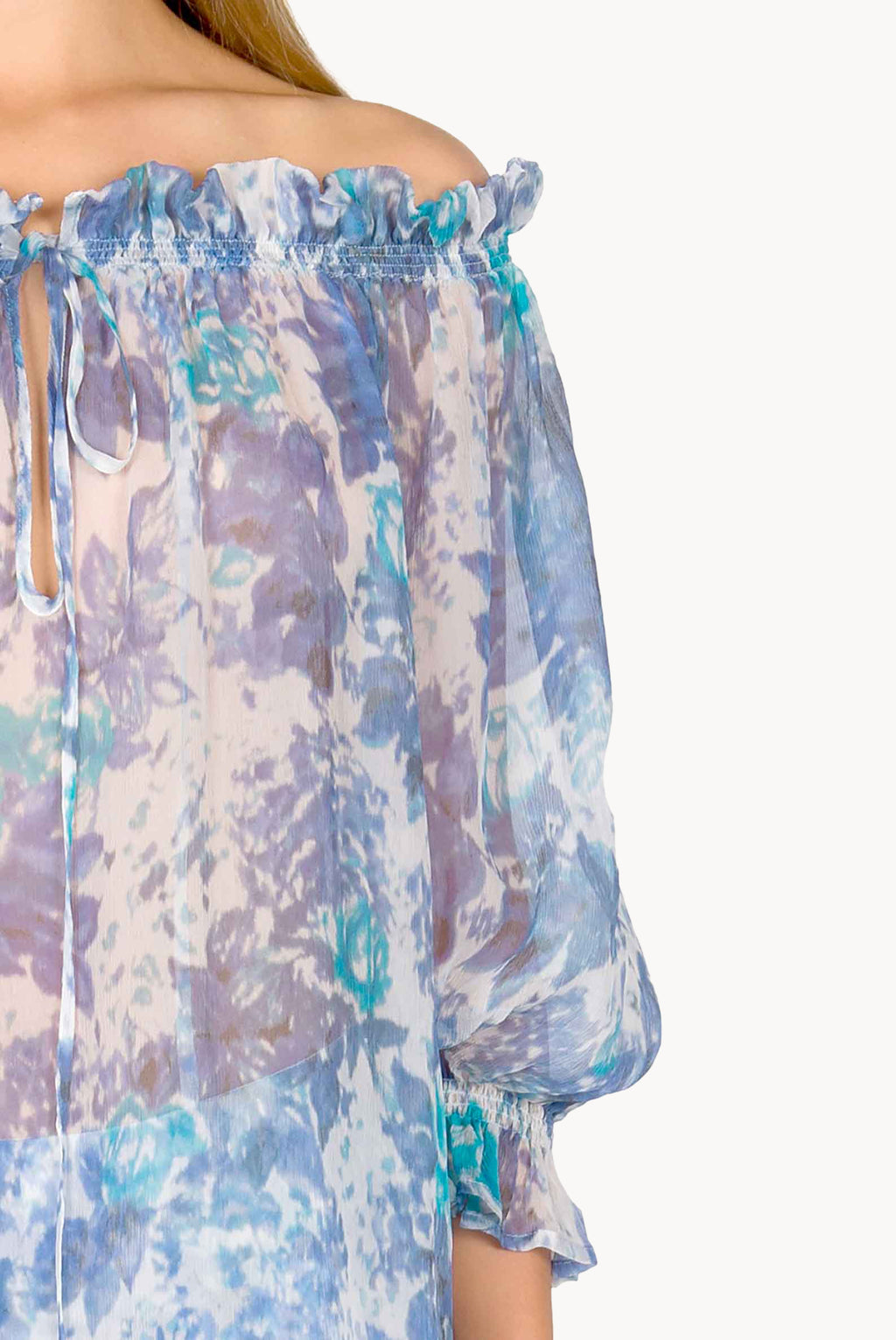 Capri Off-Shoulder Silk Blouse