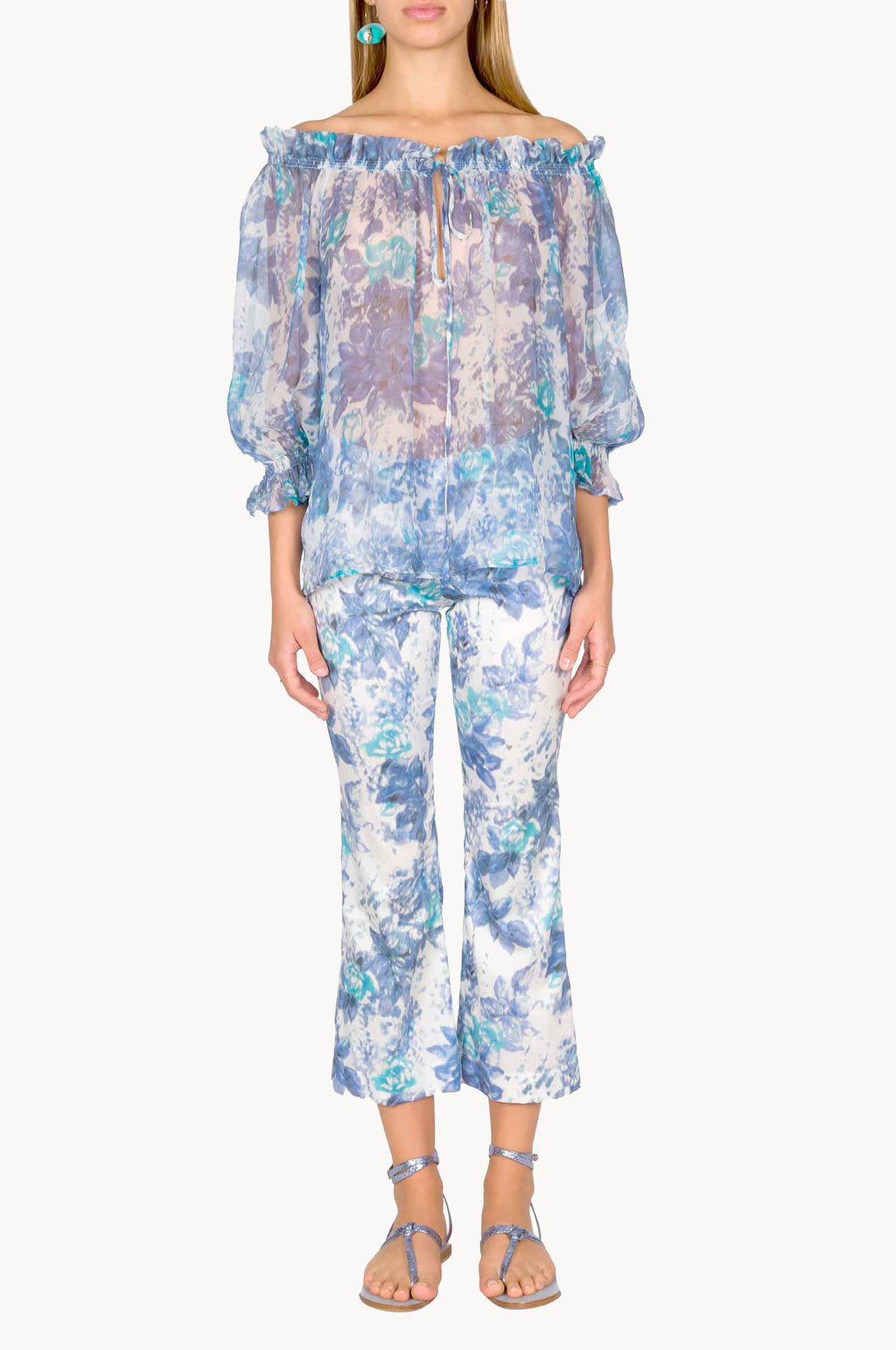 Capri Off-Shoulder Silk Blouse