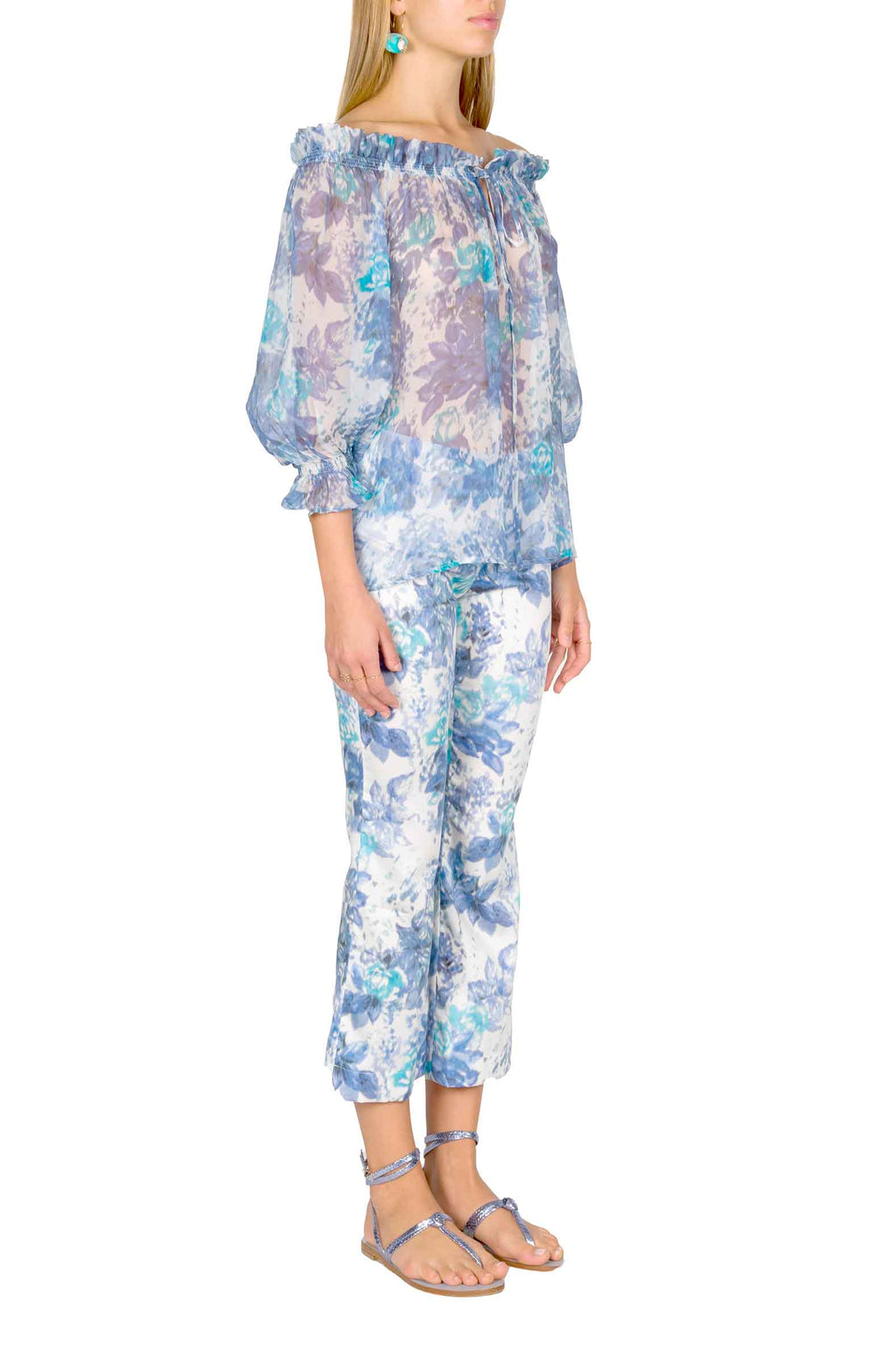 Capri Off-Shoulder Silk Blouse