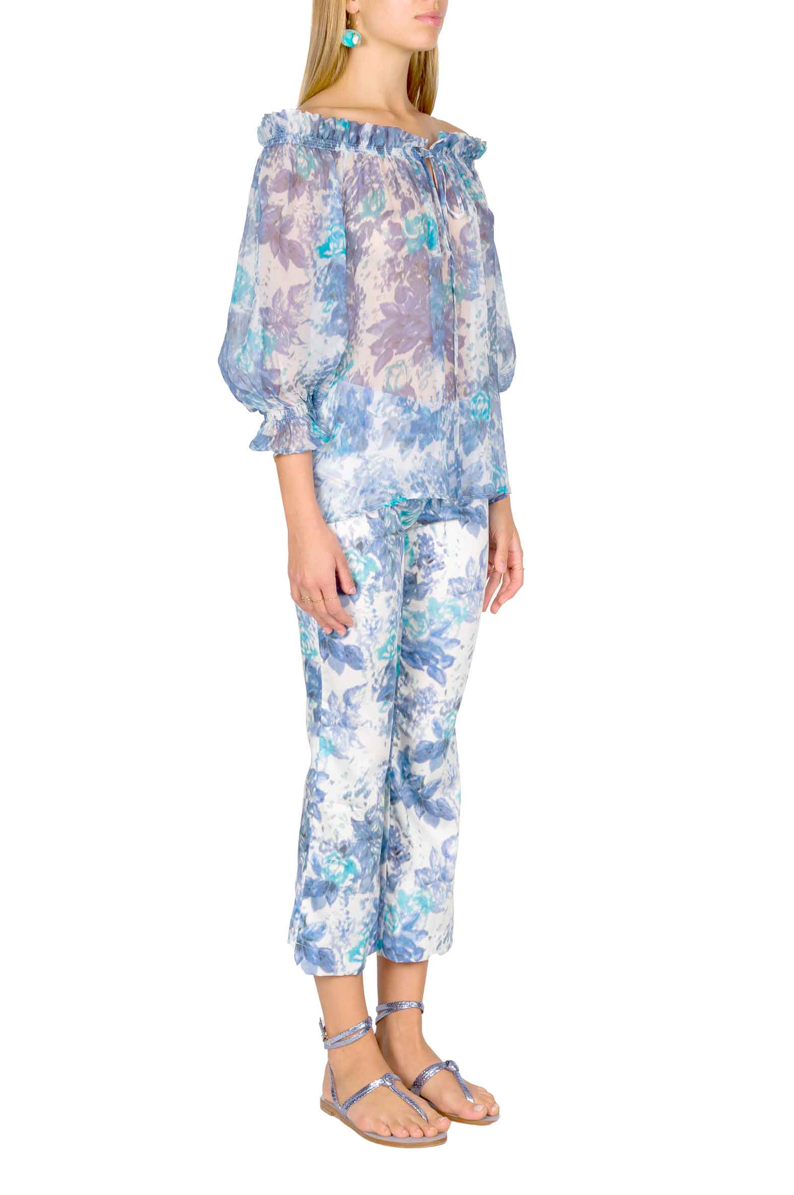 Capri Off-Shoulder Silk Blouse