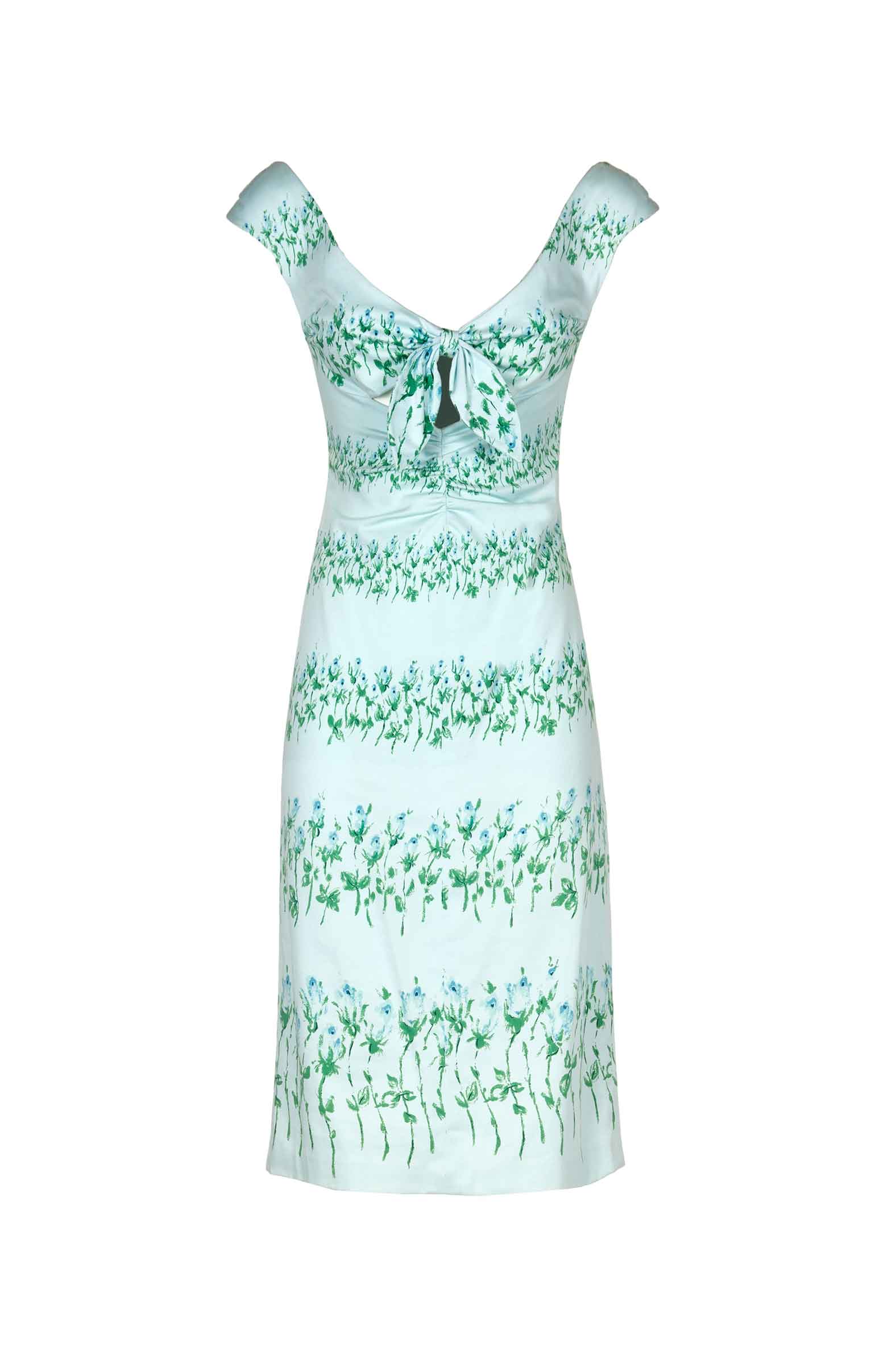 Abito a righe floreali con cut-out