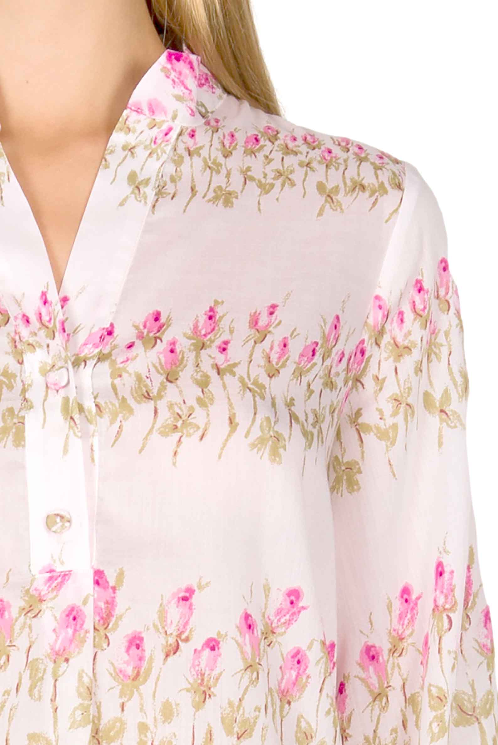 Camicia rosa a righe floreali