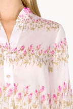 Flowery Striped Pink Shirt