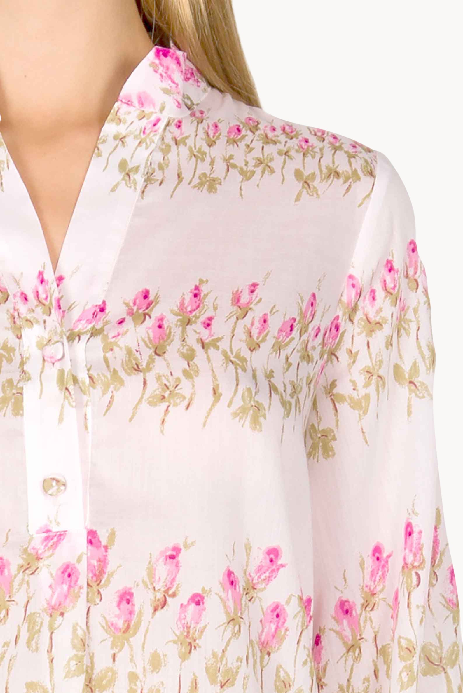 Flowery Striped Pink Shirt