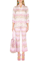 Camicia rosa a righe floreali