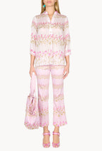 Flowery Striped Pink Shirt