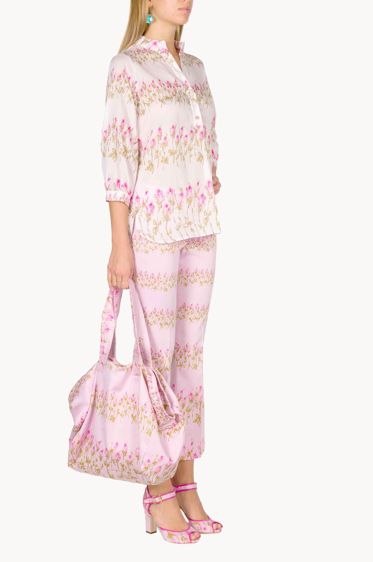Flowery Striped Pink Shirt