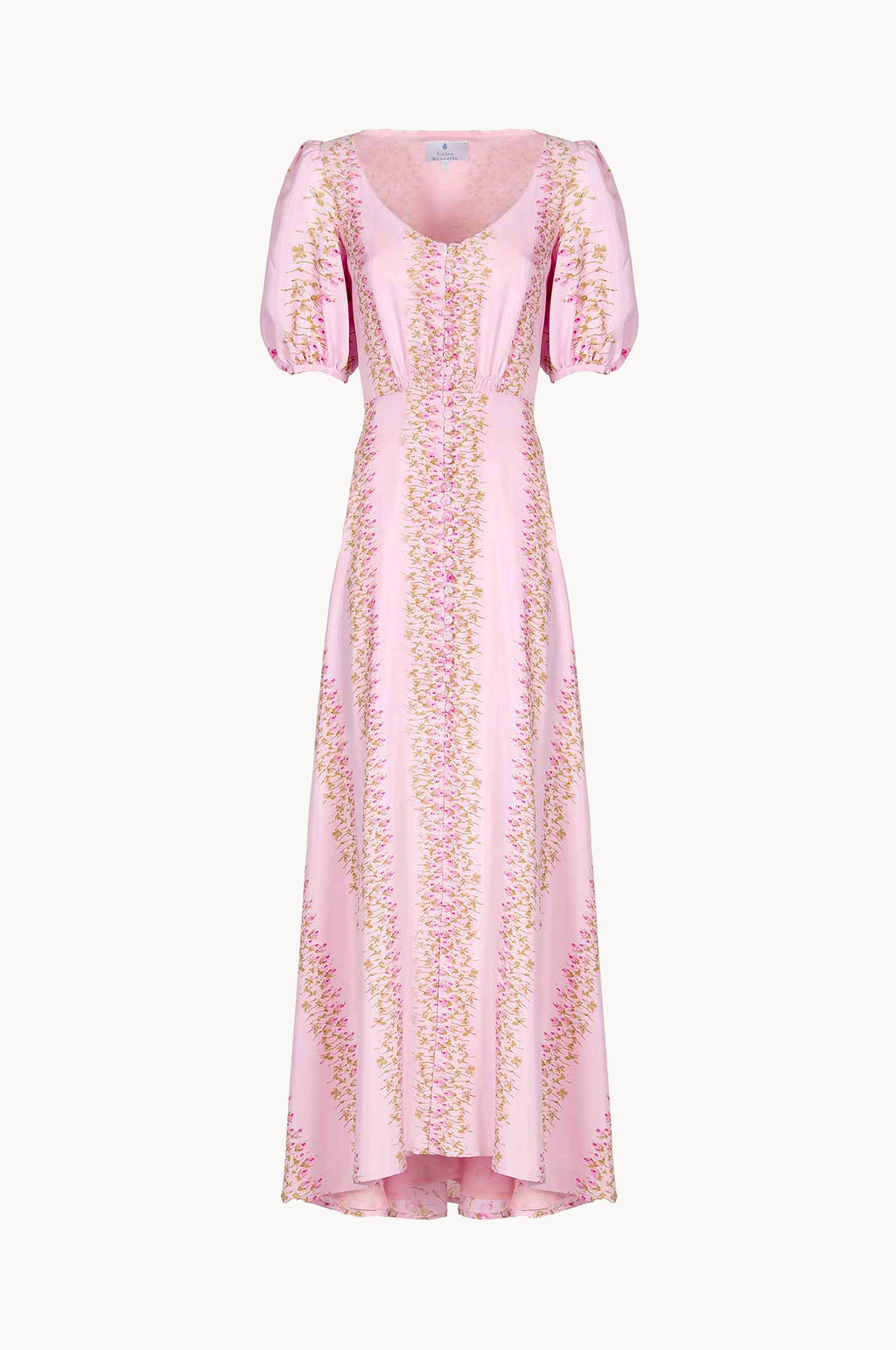 Flowery Striped Silk Bottoncino Dress