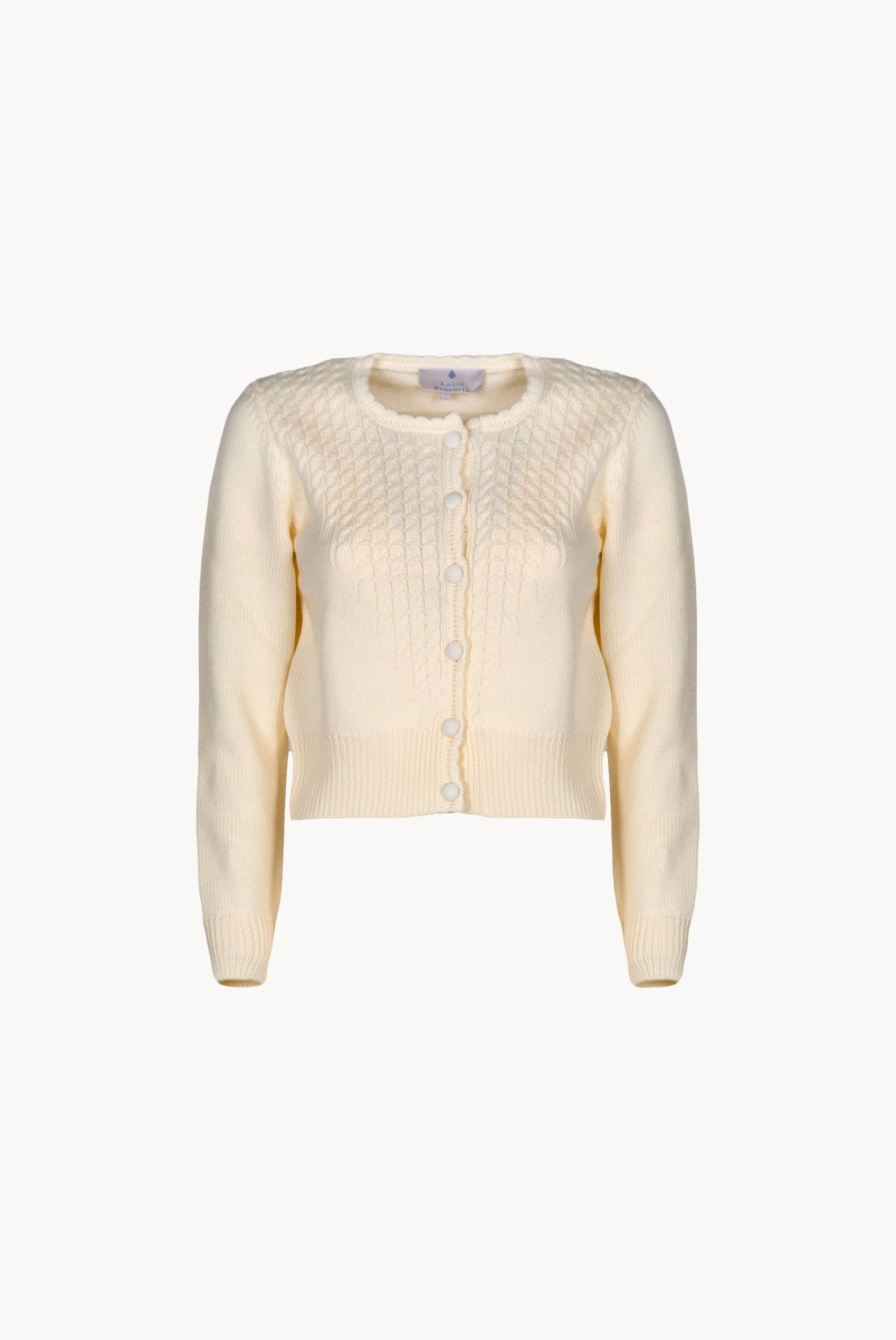 Cardigan lavorato a trecce con bottoni crema