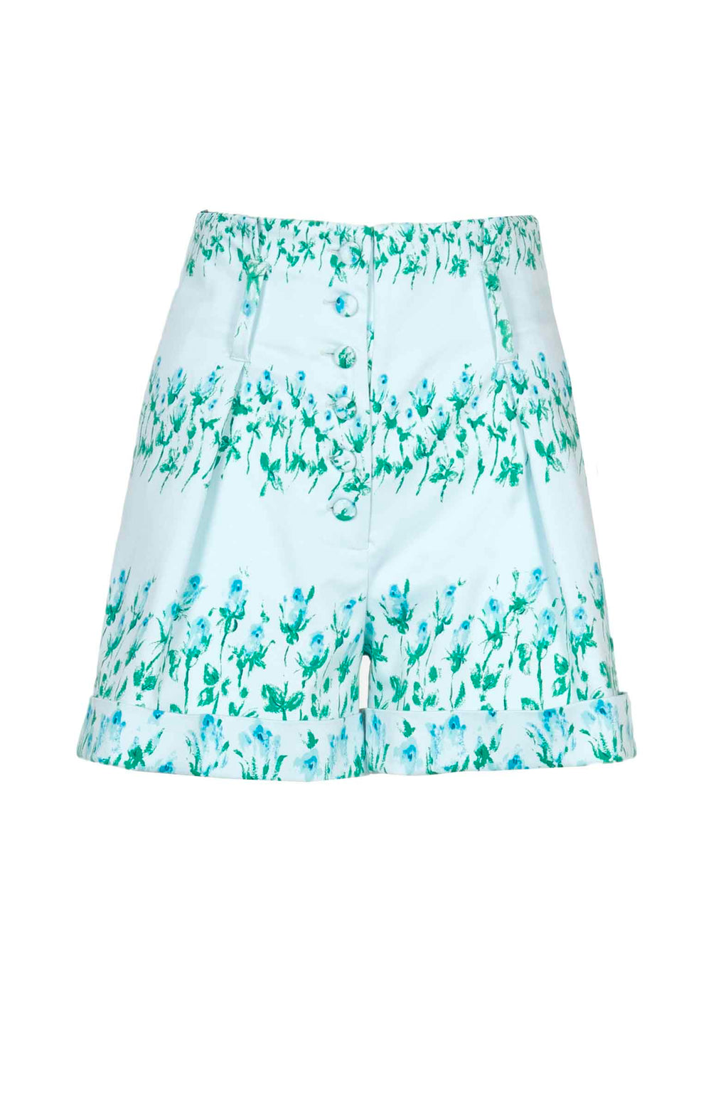 Pantaloncini in cotone a righe floreali