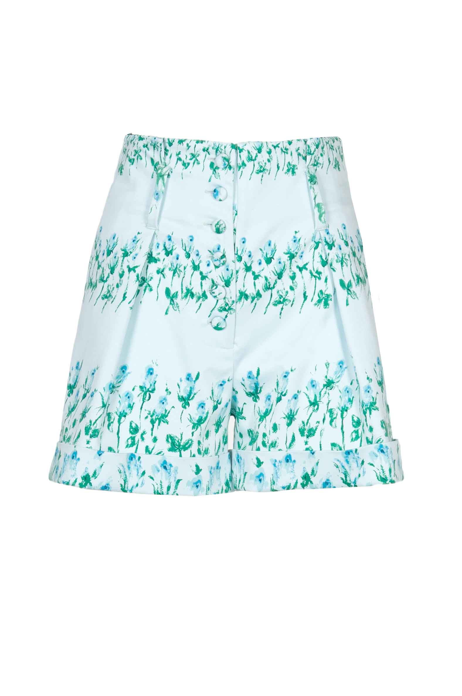Pantaloncini in cotone a righe floreali