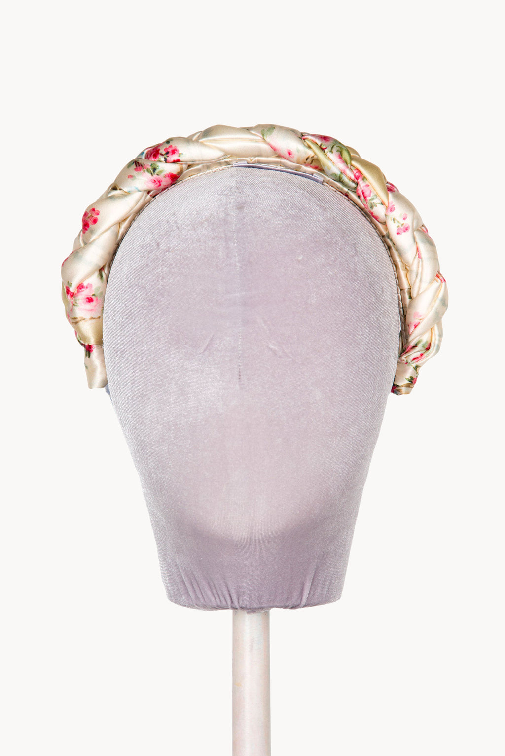 Cream Shiny Satin Roses Buds Braided Power Hairband