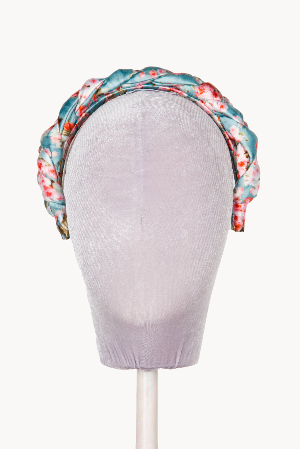 Blue Shiny Satin Roses Buds Braided Power Hairband