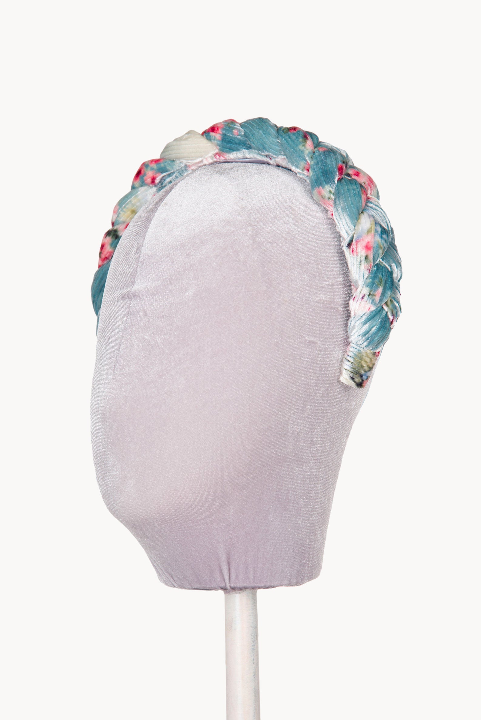 Blue Velvet Roses Buds Braided Power Hairband