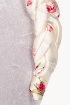 Cream Shiny Satin Roses Buds Braided Power Hairband