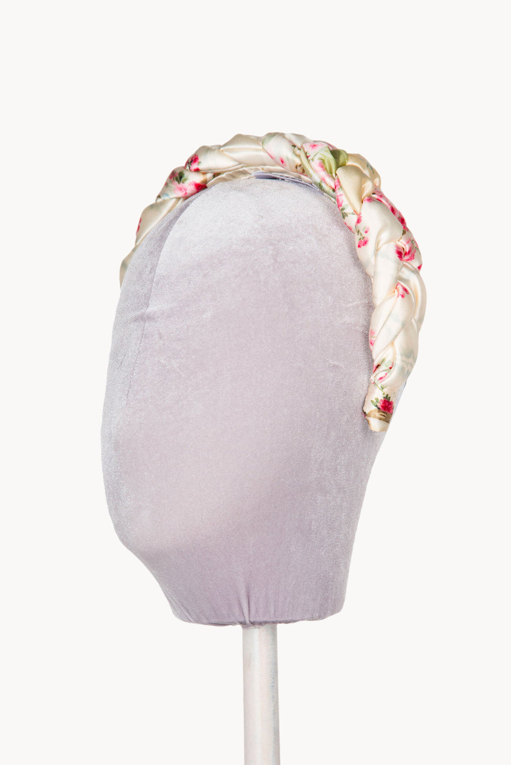 Cream Shiny Satin Roses Buds Braided Power Hairband