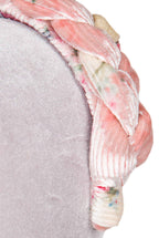 Fascia per capelli intrecciata con boccioli di rosa in velluto rosa