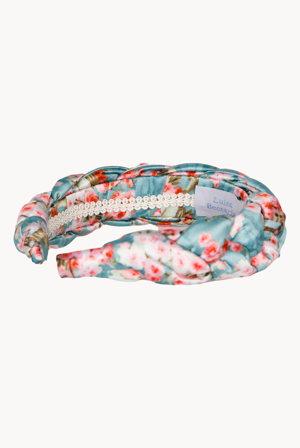 Blue Shiny Satin Roses Buds Braided Power Hairband