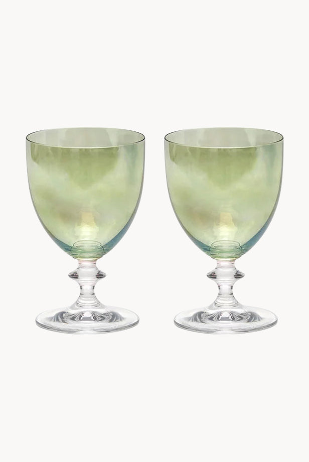 Set verde di due bicchieri d'acqua Rosy