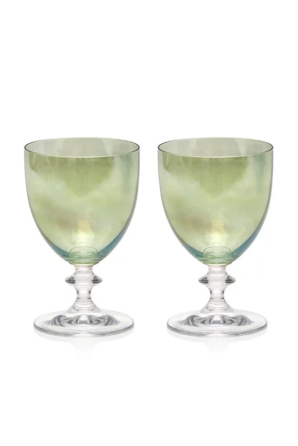Set verde di due bicchieri d'acqua Rosy