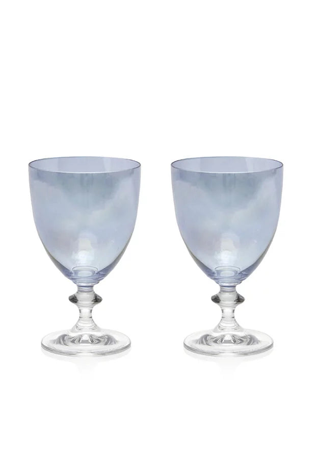 Set blu di due bicchieri da vino Rosy