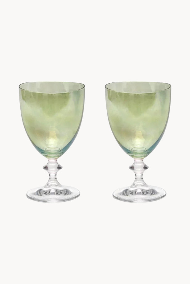 Set verde di due bicchieri da vino Rosy