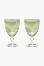 Set verde di due bicchieri da vino Rosy