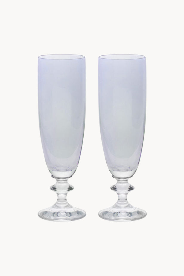 Blue Set Of Two Rosy Flute Glass