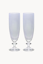 Blue Set Of Two Rosy Flute Glass