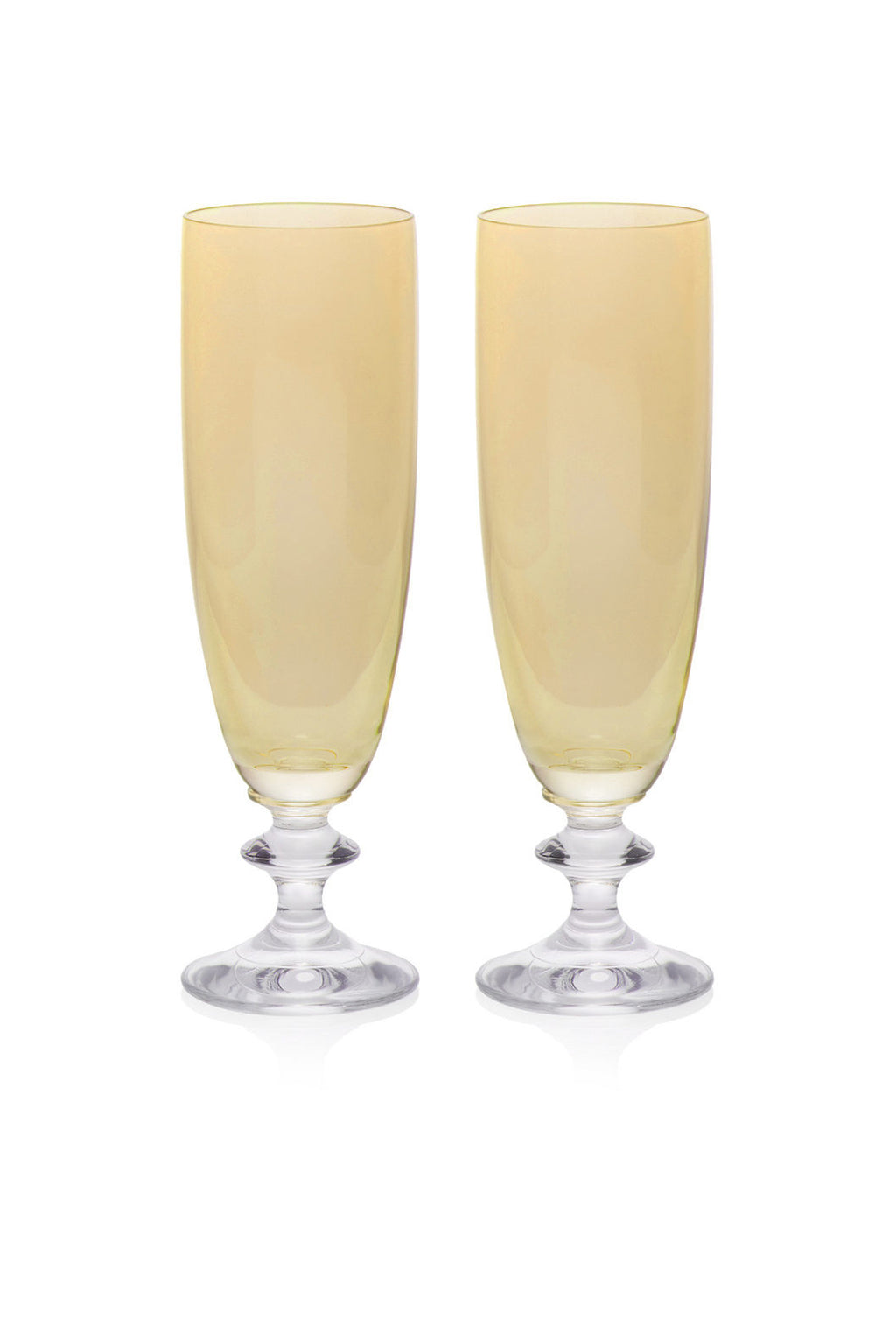 Set ambra di due flute da vino Rosy