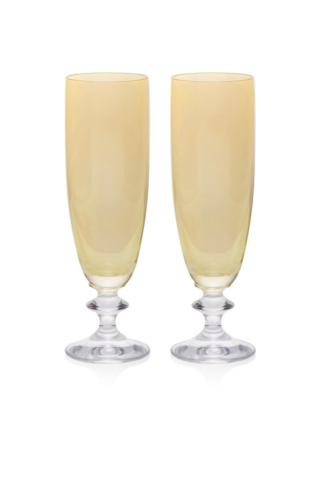 Set ambra di due flute da vino Rosy