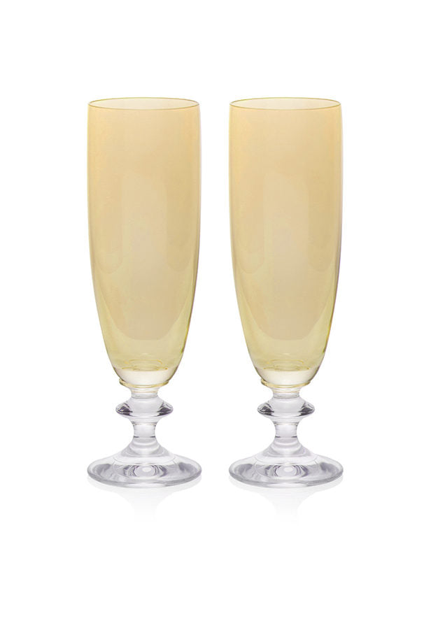 Set ambra di due flute da vino Rosy