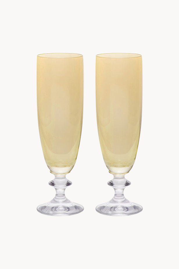 Set ambra di due flute da vino Rosy