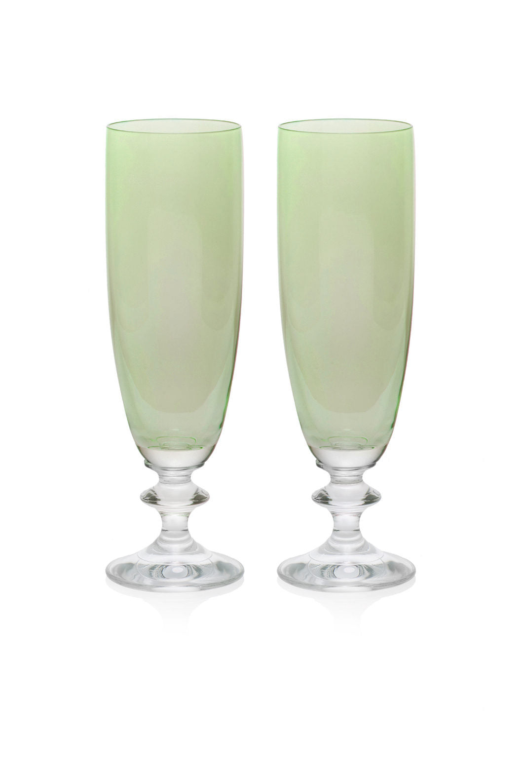 Set verde di due flute da vino Rosy