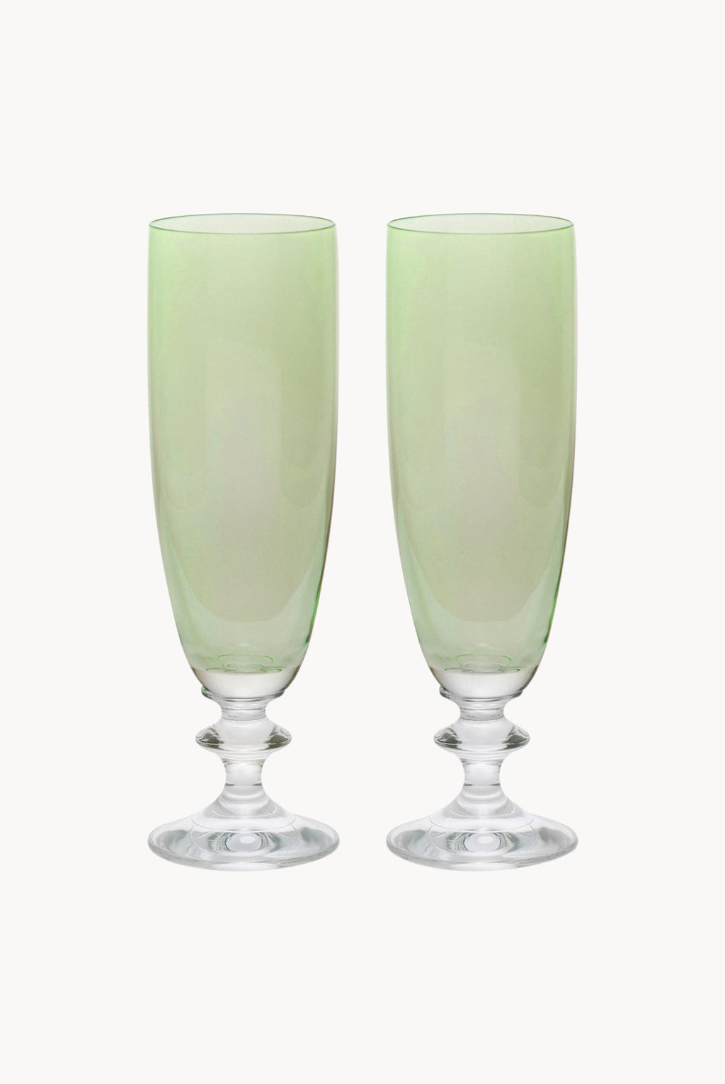 Set verde di due flute da vino Rosy