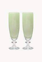 Set verde di due flute da vino Rosy