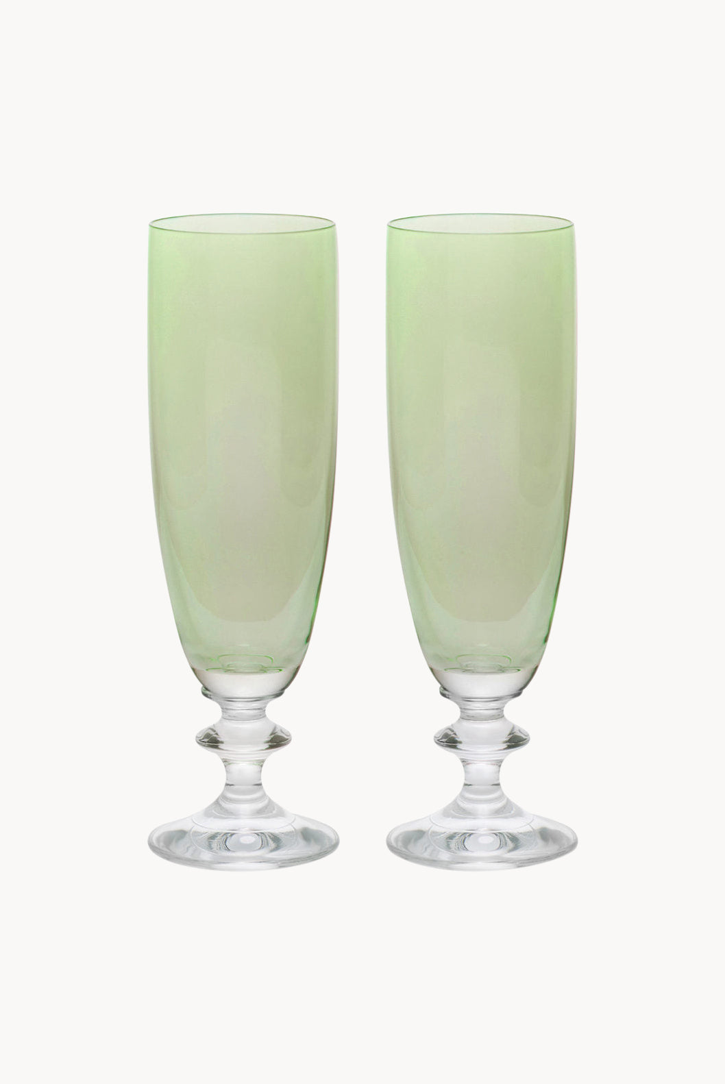 Set verde di due flute da vino Rosy