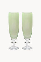 Set verde di due flute da vino Rosy
