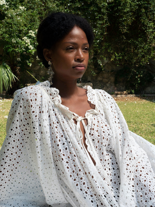 Broderie-Cotton Midi Maxi Dress