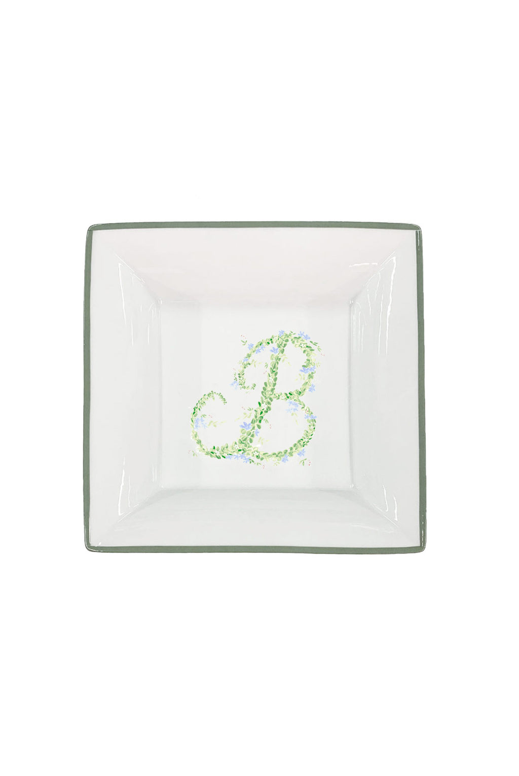 Vassoio personalizzabile con monogramma e bordo verde