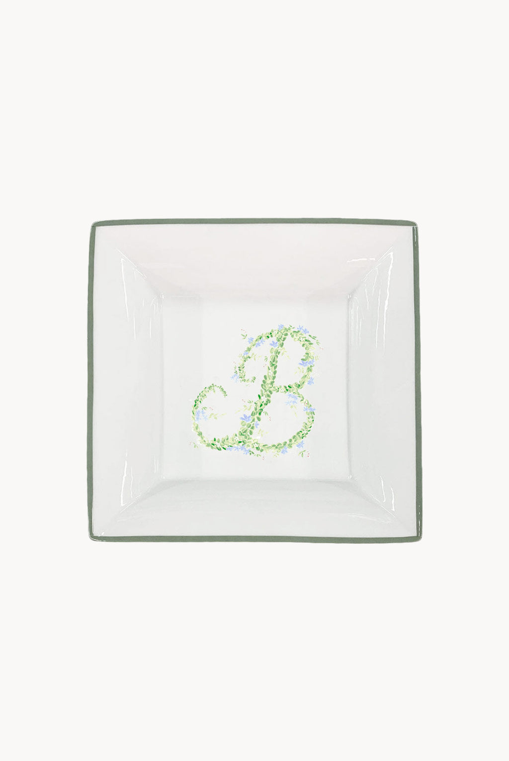 Vassoio personalizzabile con monogramma e bordo verde