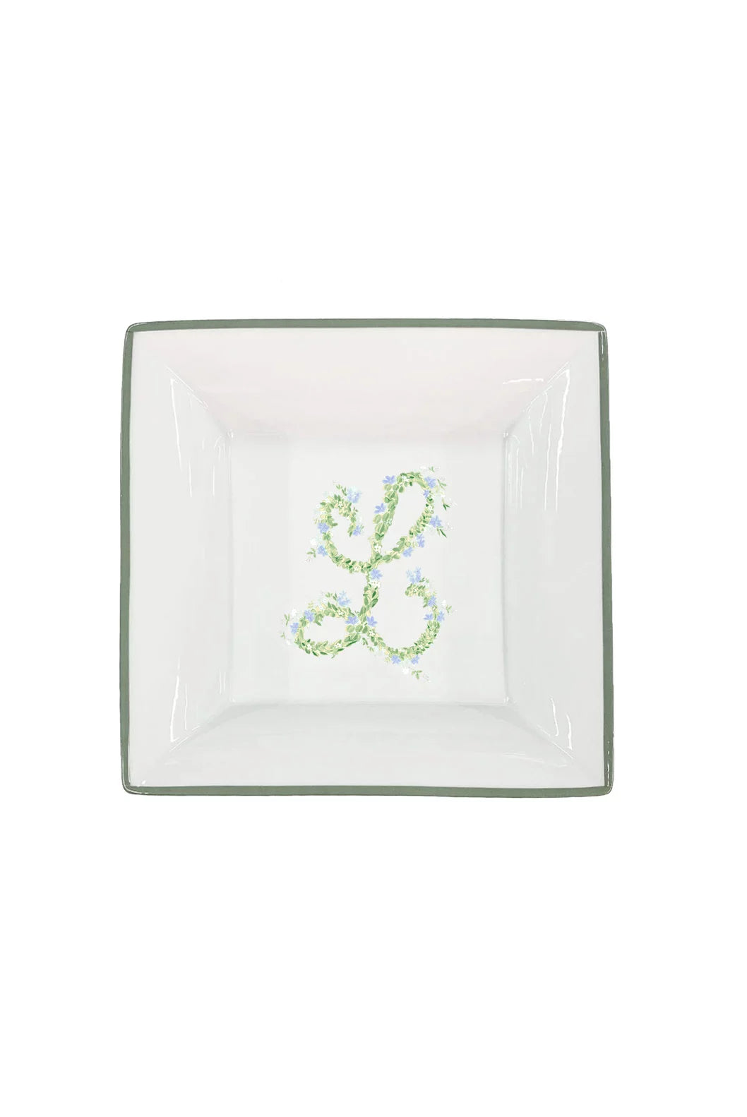Vassoio personalizzabile con monogramma e bordo verde